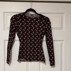 Marine Serre Black and Cream Moon Print Long Sleeve Top